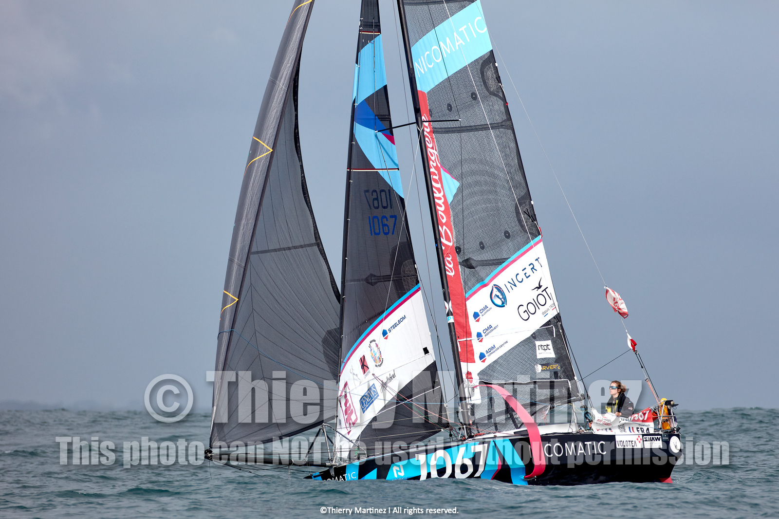23_22741   © Thierry Martinez. LES SABLES D'OLONNE, 85 - FRANCE 25 septembre 2023.Départ MINI TRANSAT 2023. Départ du Dimanche 24 septembre retardé au Lundi 25 Sept .Les Sables d’Olonne (FRA)    Santa Cruz de la Palma ( Canaries)    St François ( Guadeloupe): 4050 NM.