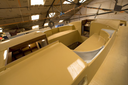 Thierry Dubois new boat under construction.16 July 2009.