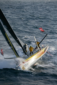 2014 BARCELONA WORLD RACE. Bernard Stamm (SUI) & Jean Le Cam (FRA) on CHEMINEES POUJOULAT