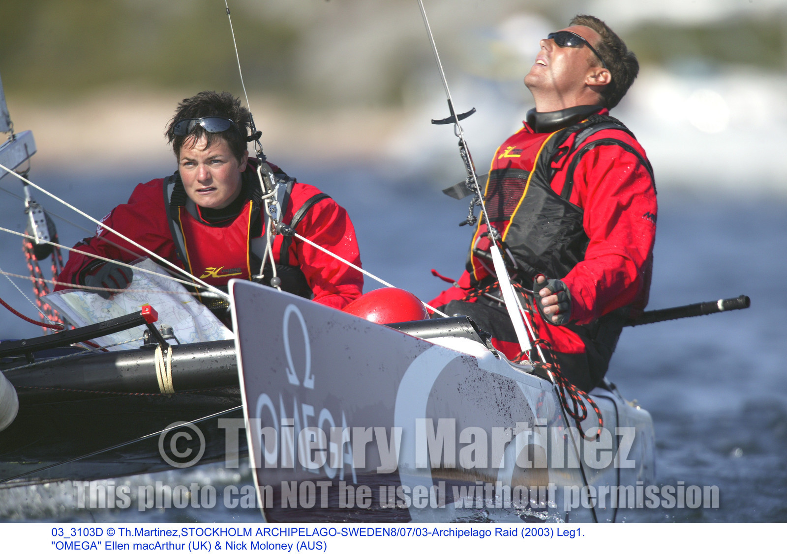 03_3103D © Th.Martinez,STOCKHOLM ARCHIPELAGO-SWEDEN8 07 03-Archipelago Raid (2003) Leg1..OMEGA Ellen macArthur (UK) & Nick Moloney (AUS)