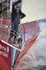 Départ de Jeff Pellet (FRA) sur son bateau COME IN VENDEE POUR UN TOUR DU MONDE;