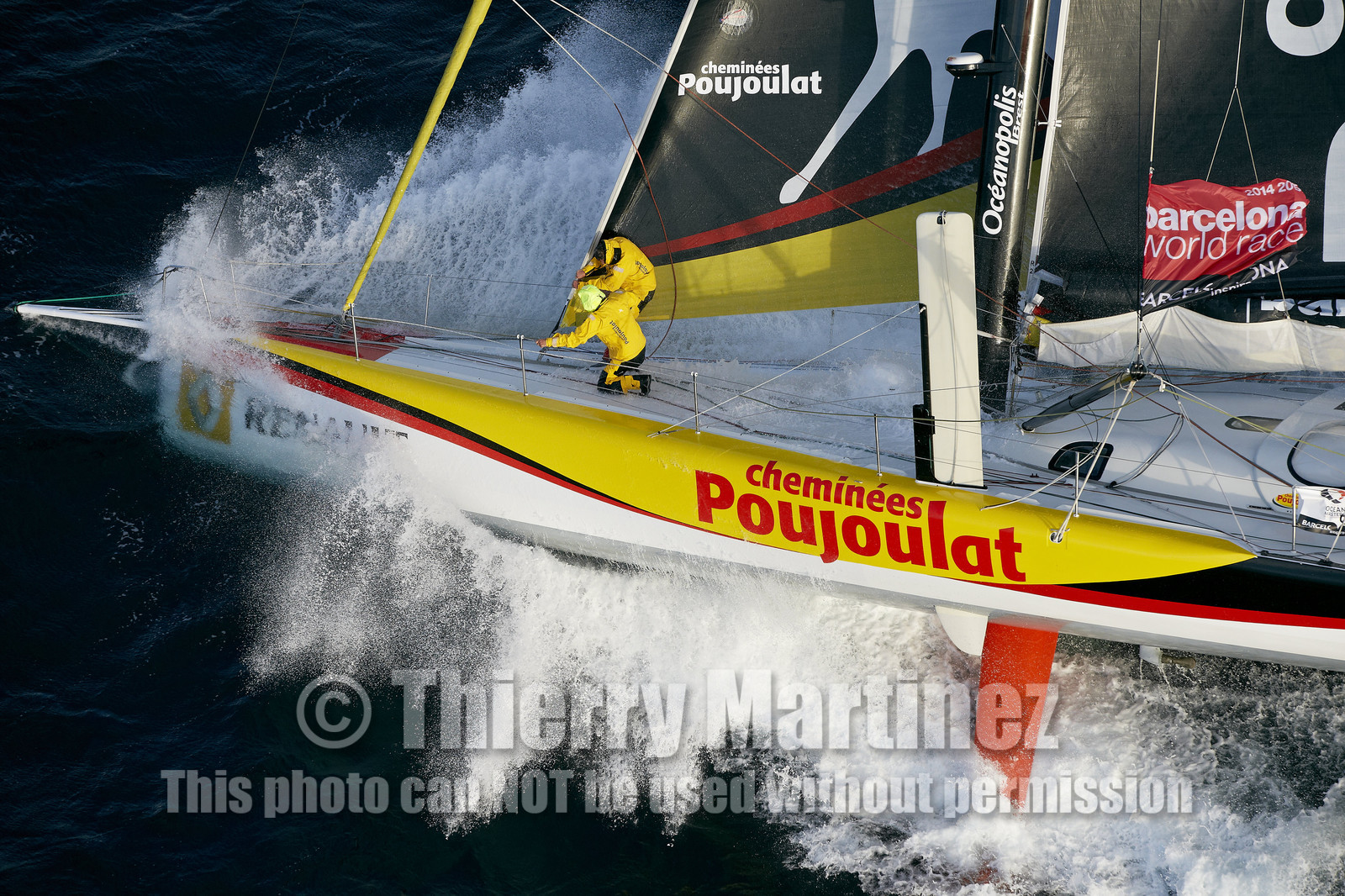 2014 BARCELONA WORLD RACE. Bernard Stamm (SUI) & Jean Le Cam (FRA) on CHEMINEES POUJOULAT