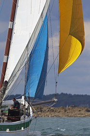 Langoustier  KROG E BARZ sous voile dans le golfe du Morbihan.
