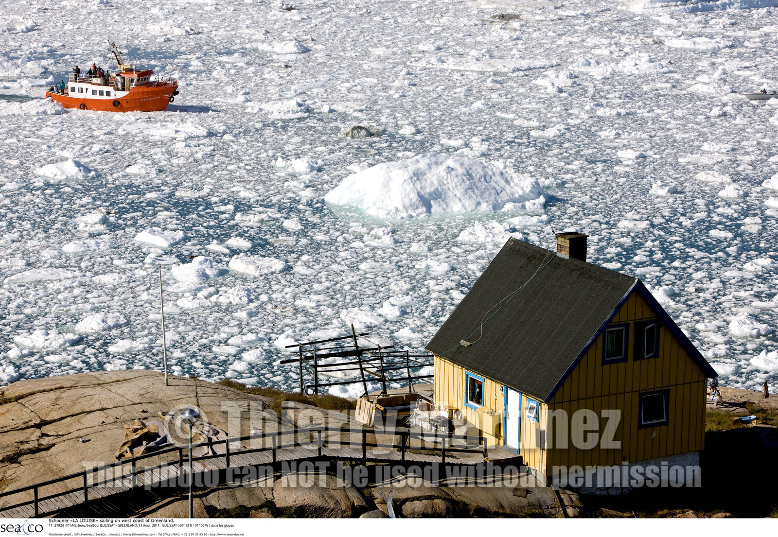 Schooner LA LOUISE sailing on west coast of Greenland.