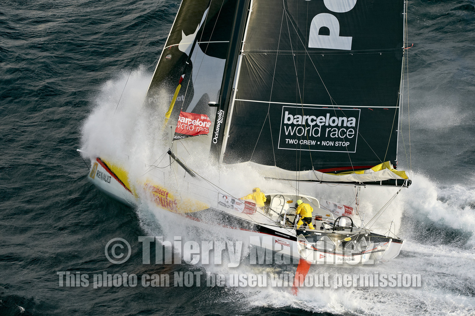 2014 BARCELONA WORLD RACE. Bernard Stamm (SUI) & Jean Le Cam (FRA) on CHEMINEES POUJOULAT