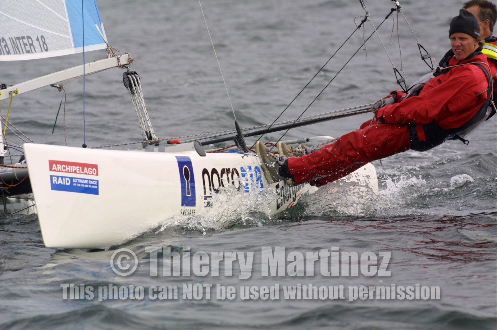 01_0502D-©ThMartinez- Sweden 1st 3rd August 2001. Archipelago Raid (Catamaran Formula 18).Eskil Degsell (SWE) & Anders Perols (SWE)