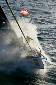 2014 BARCELONA WORLD RACE. Bernard Stamm (SUI) & Jean Le Cam (FRA) on CHEMINEES POUJOULAT