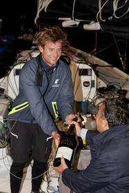 22_35121   © Thierry Martinez.ST NAZAIRE, FRANCE.07 Sept 2022.53éme édition de la Solitaire du Figaro.Arrivée de la 3éme étape , Royan    St Nazaire.Tom Laperche (Région Bretagne-CMB Performance) vainqueur de l’étape et de l’édition de la Solitaire du Figaro 2022.