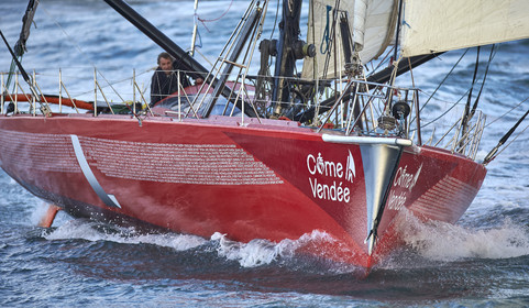 Départ de Jeff Pellet (FRA) sur son bateau COME IN VENDEE POUR UN TOUR DU MONDE;