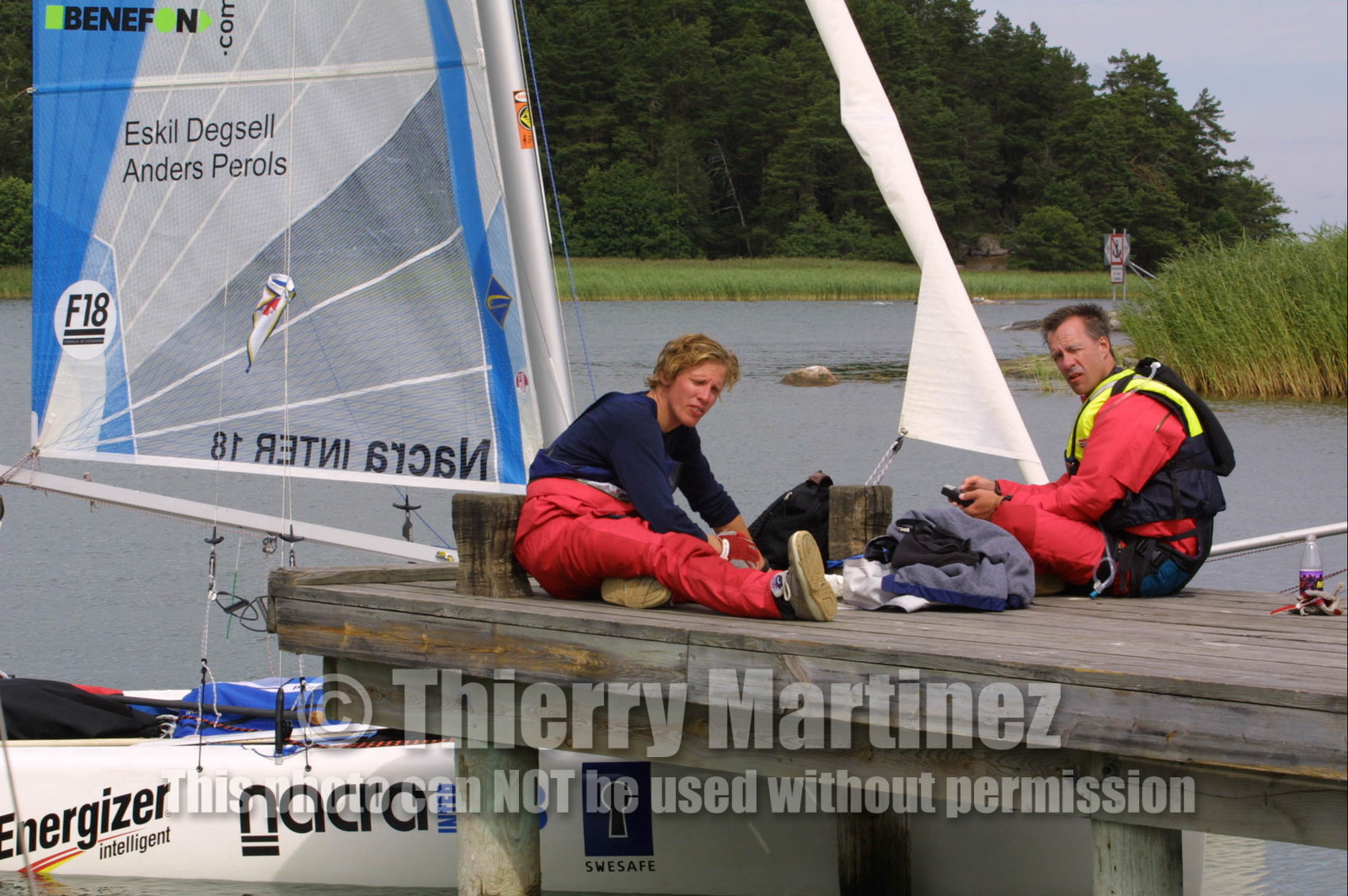 01_0505D-©ThMartinez- Sweden 1st 3rd August 2001. Archipelago Raid (Catamaran Formula 18).Eskil Degsell (SWE) & Anders Perols (SWE)  at UTÖ.