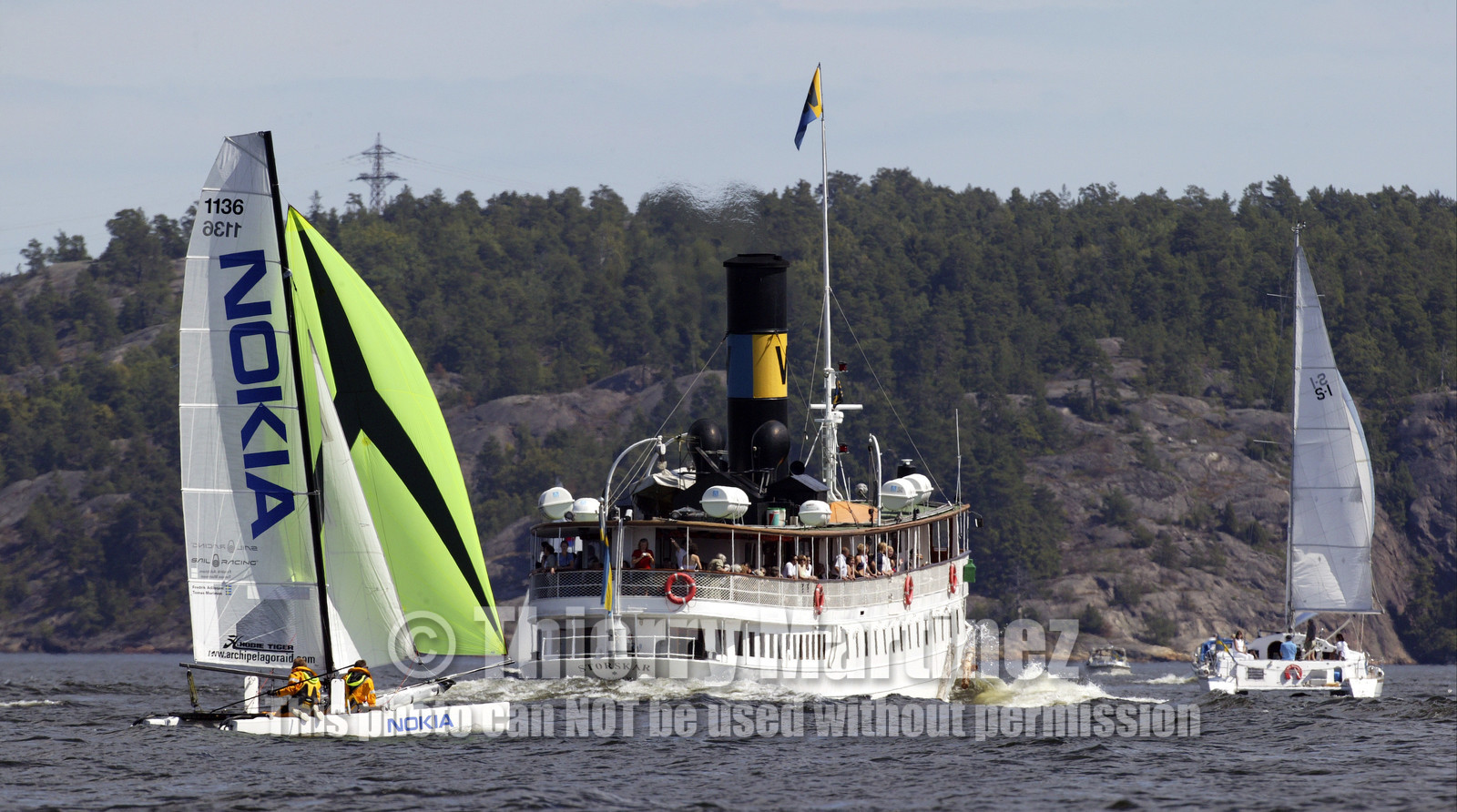 03_3276D © Th.Martinez,STOCKHOLM SWEDEN, 11 07 03-Archipelago Raid (2003), Day 4 . last leg..3Team NOKIA - Adilstam in ferry traffic.