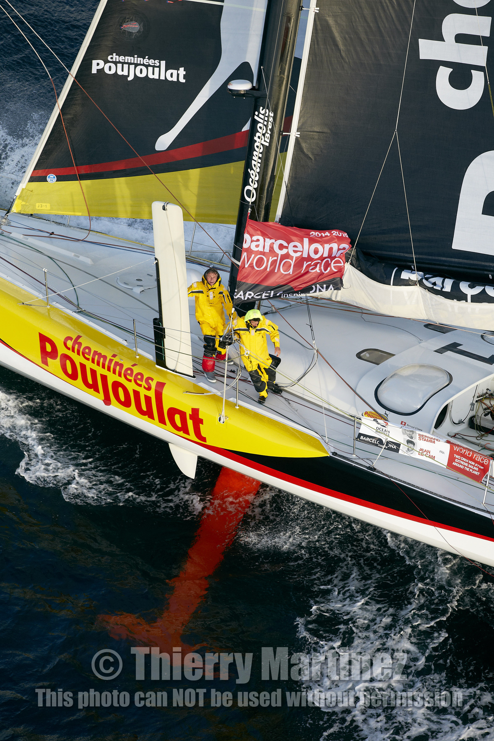 2014 BARCELONA WORLD RACE. Bernard Stamm (SUI) & Jean Le Cam (FRA) on CHEMINEES POUJOULAT