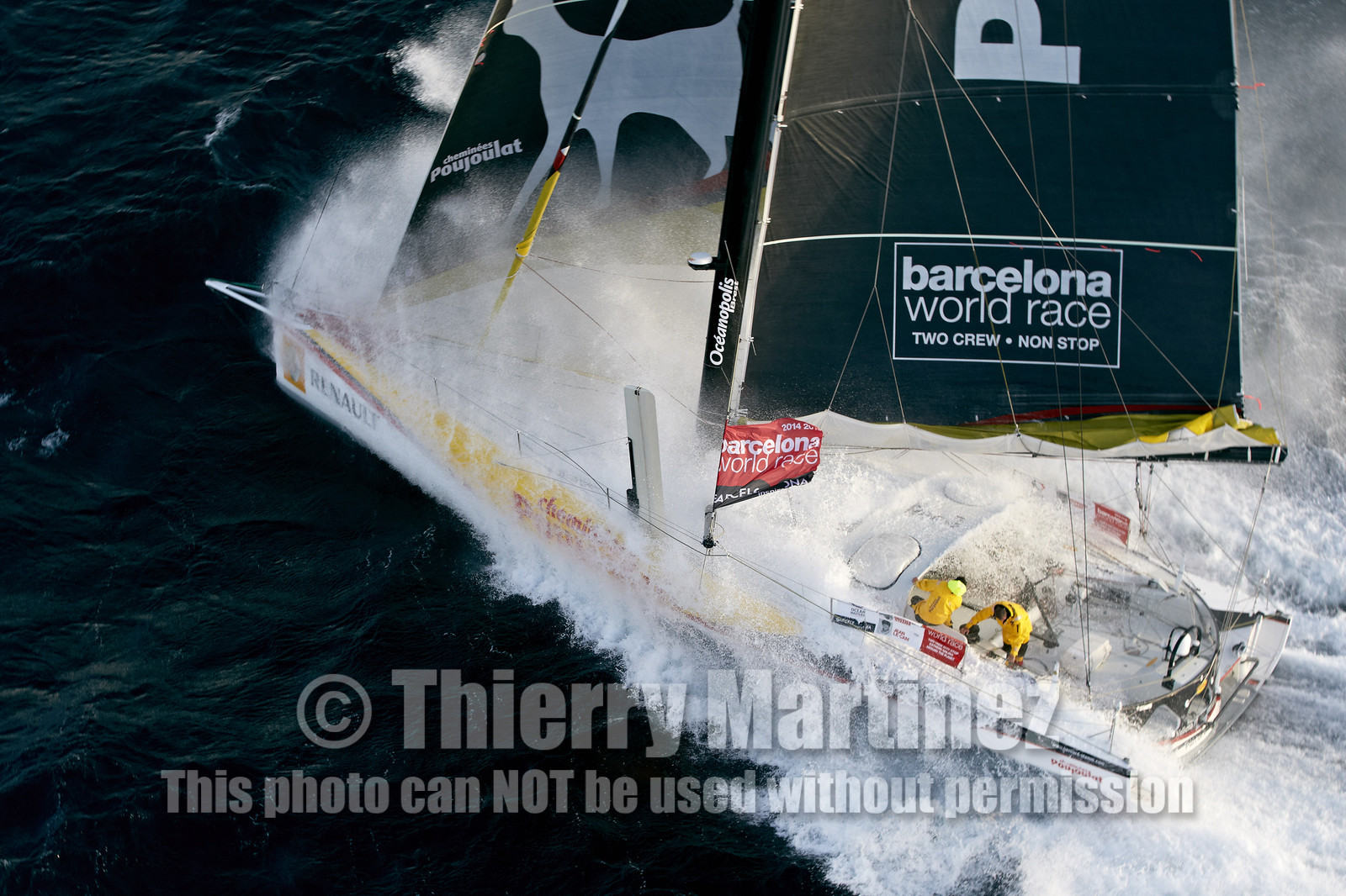2014 BARCELONA WORLD RACE. Bernard Stamm (SUI) & Jean Le Cam (FRA) on CHEMINEES POUJOULAT