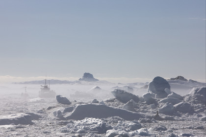Schooner LA LOUISE sailing on west coast of Greenland.