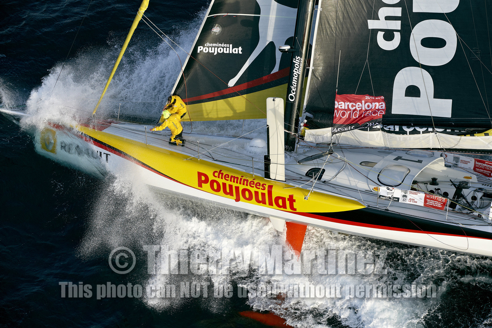 2014 BARCELONA WORLD RACE. Bernard Stamm (SUI) & Jean Le Cam (FRA) on CHEMINEES POUJOULAT