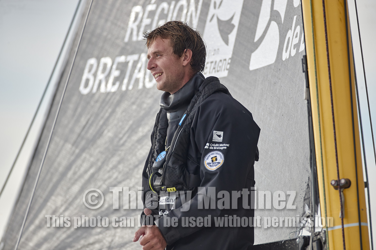 22_34719   © Thierry Martinez.ST NAZAIRE, FRANCE.07 Sept 2022.53éme édition de la Solitaire du Figaro.Arrivée de la 3éme étape , Ronan    St Nazaire.Tom Laperche (Région Bretagne-CMB Performance) vainqueur de l’étape et de l’édition de la Solitaire du Figaro 2022.