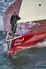 Départ de Jeff Pellet (FRA) sur son bateau COME IN VENDEE POUR UN TOUR DU MONDE;