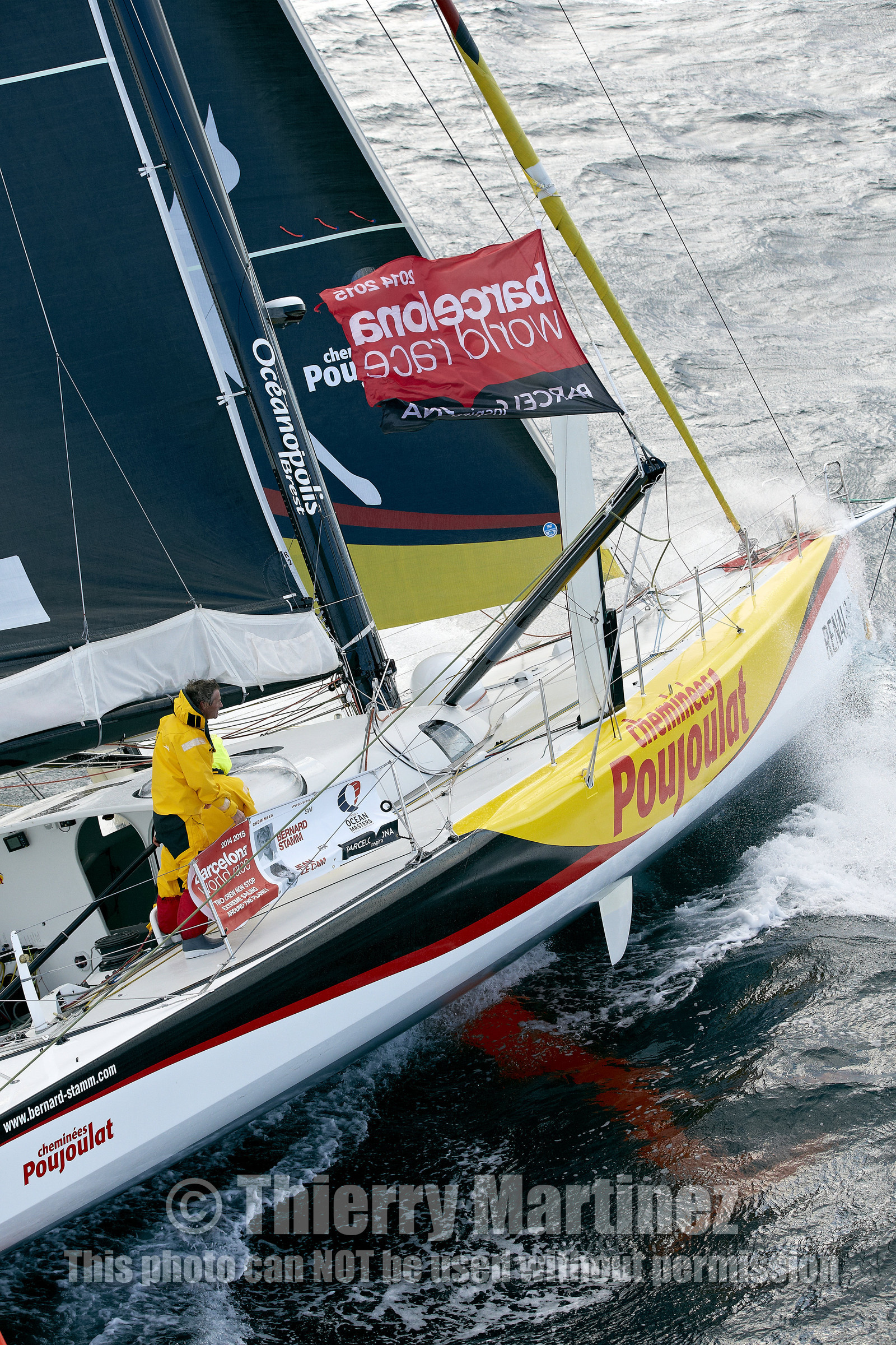 2014 BARCELONA WORLD RACE. Bernard Stamm (SUI) & Jean Le Cam (FRA) on CHEMINEES POUJOULAT