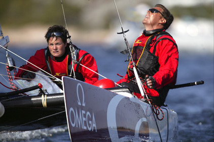 03_3080D  © Th.Martinez,STOCKHOLM ARCHIPELAGO - SWEDEN8 07 03-Archipelago Raid (2003)  Day 1.OMEGA Ellen MacArthur (UK) at navigation helm and NICK MOLONEY (AUS)   at the helm.