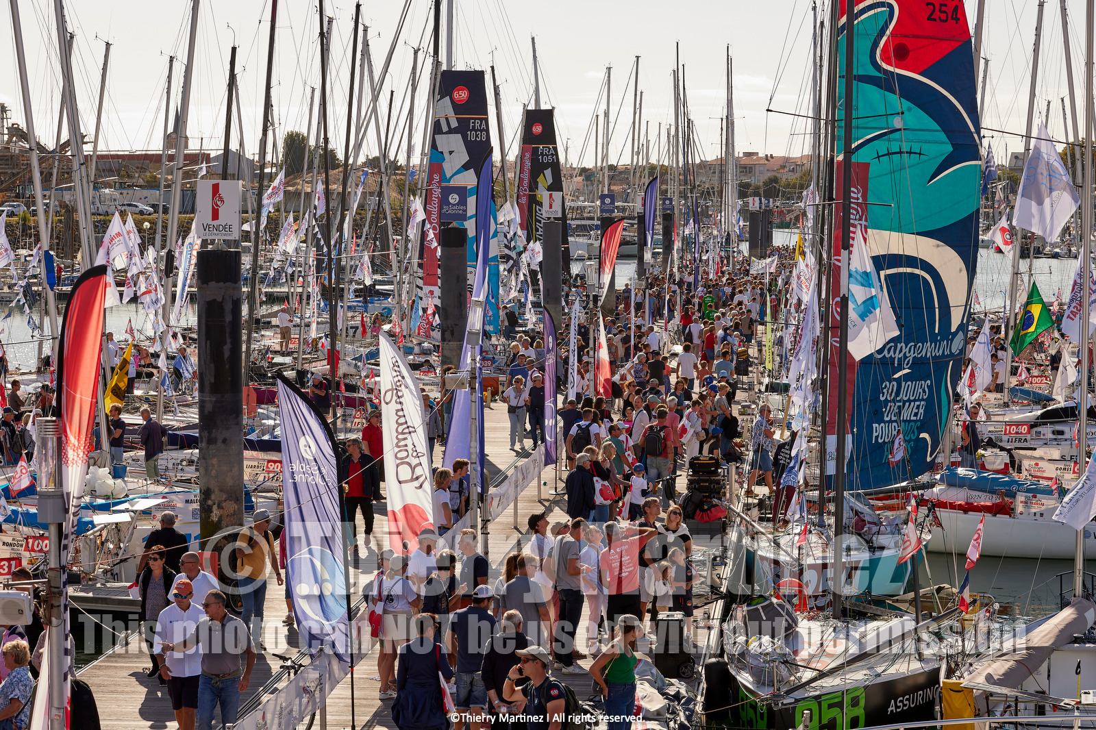 23_21460   © Thierry Martinez. LES SABLES D'OLONNE, 85 - FRANCE 23 septembre 2023.MINI TRANSAT 2023. Départ du 24 septembre retardé.Les Sables d’Olonne (FRA)    Santa Cruz de la Palma ( Canaries)    St François ( Guadeloupe): 4050 NM.