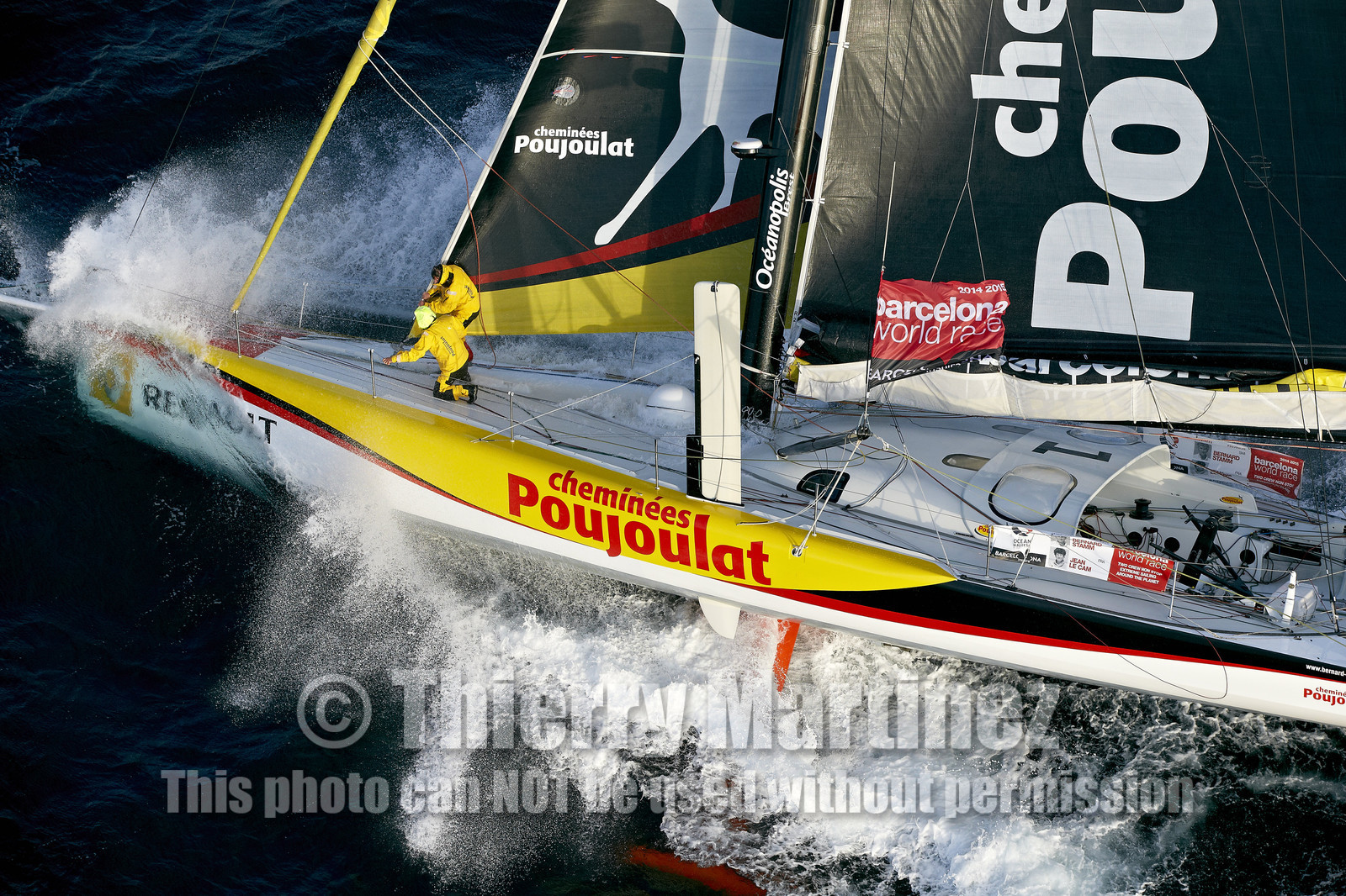 2014 BARCELONA WORLD RACE. Bernard Stamm (SUI) & Jean Le Cam (FRA) on CHEMINEES POUJOULAT