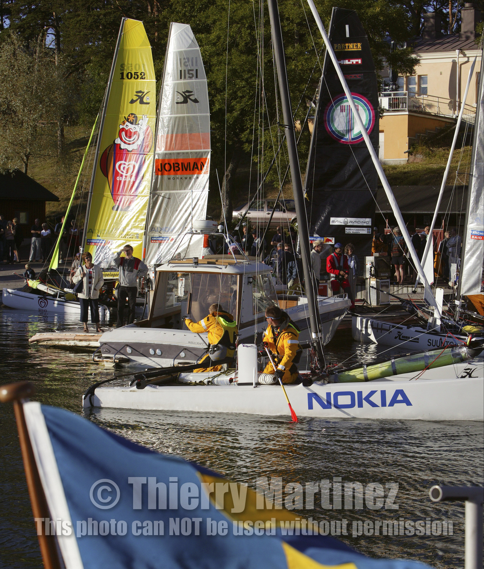03_3207D © Th.Martinez,Mariehamn  Finland, 10 07 03-Archipelago Raid (2003). .Boats ready for retsart in Mariehamn (FIN) , to Fejan (SWE)